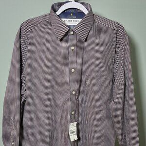 Stafford Smart Tech Performance Poplin Long Sleeve Dress Shirt 17-17.5 32-33